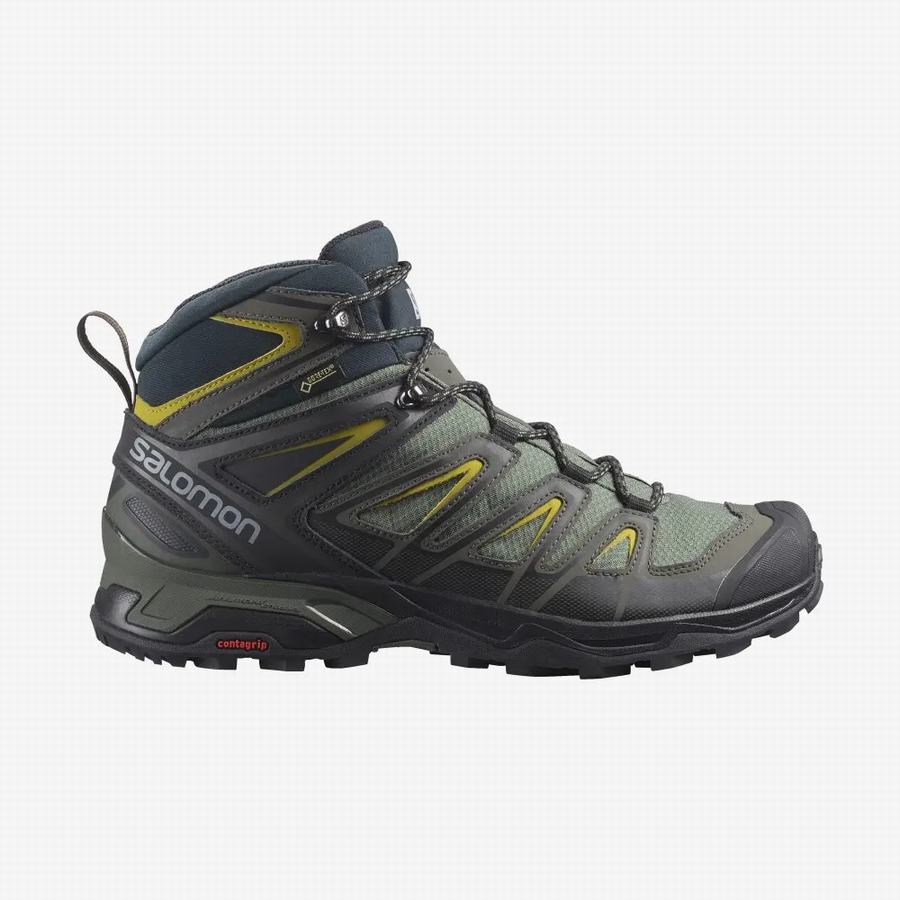 Salomon X Ultra 3 Mid Gore-tex Miesten Vaelluskengät Oliivinvihreä [FKN5866OK]